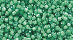 14SD784-ABR: DB1787 Delica White Lined Green AB 11/0 - 9GM