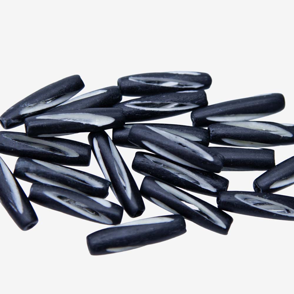 24IP109-S: Black Bone Pipe 1IN Carved Swirl 20PC