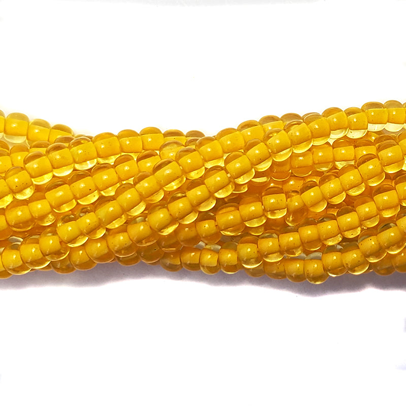 6SB723-3R: CZ Seed Bead Yellow Lined Dyed Yellow-6STR