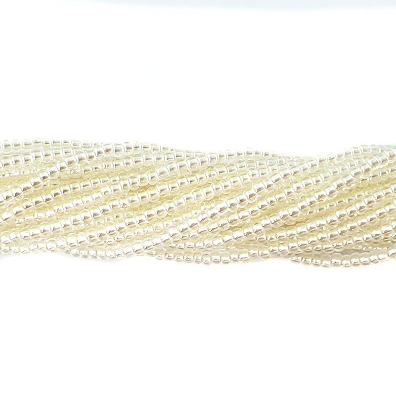 10SB612-LPR: Czech Seed Bead Pastel Pearl Lined White Color# 382PI 10/0 - 1 Hank