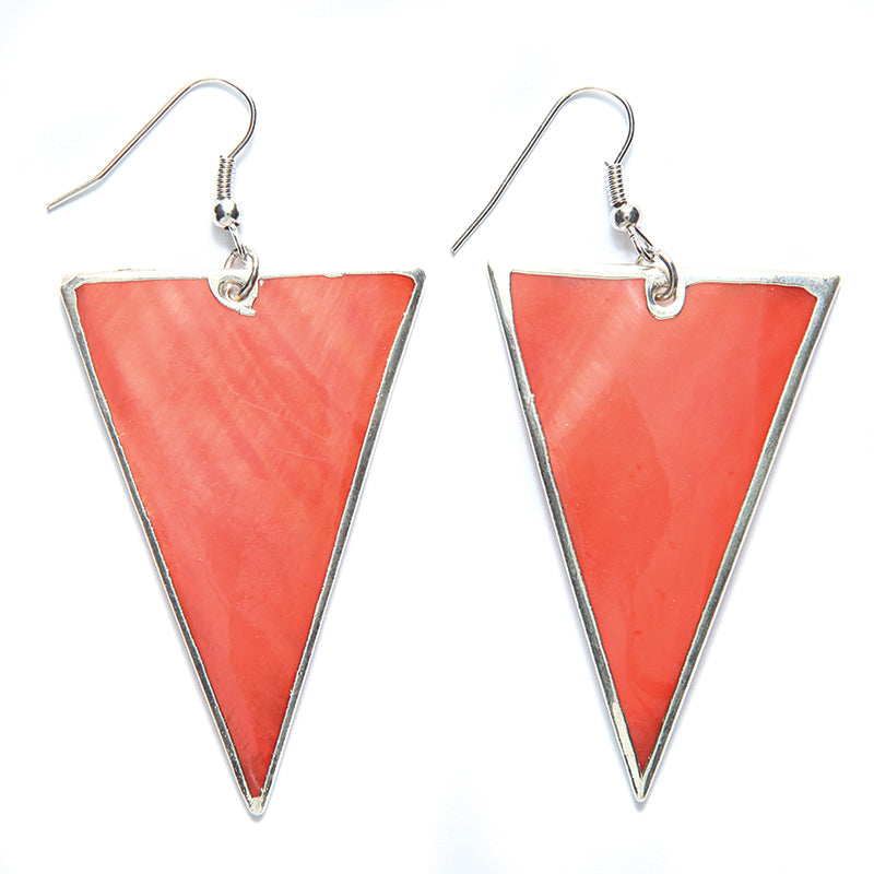 SH390-1: Shell Earrings Pink Triangle 50mm-1PR