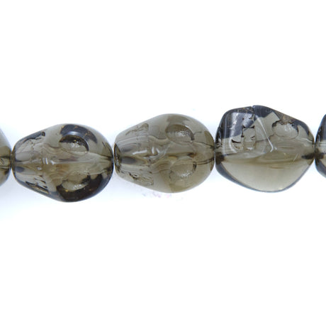 2CG257: 12mm Smoky Topaz Skull Beads 15.5"
