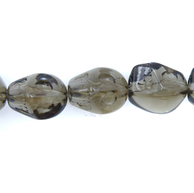 2CG257: 12mm Smoky Topaz Skull Beads 15.5"