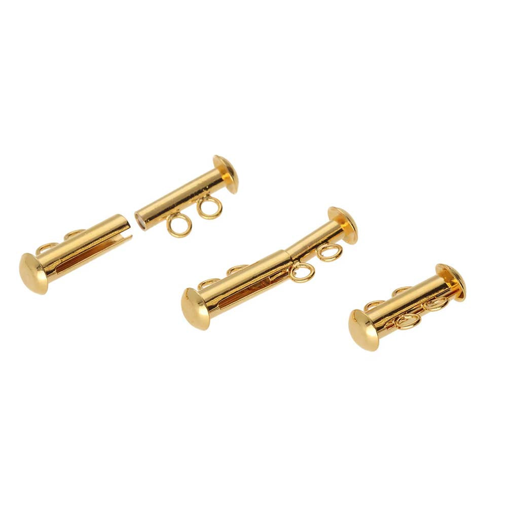 2FI357-G: Clasp Slide Magnetic 2-strand Gold 10x16mm - 1SE