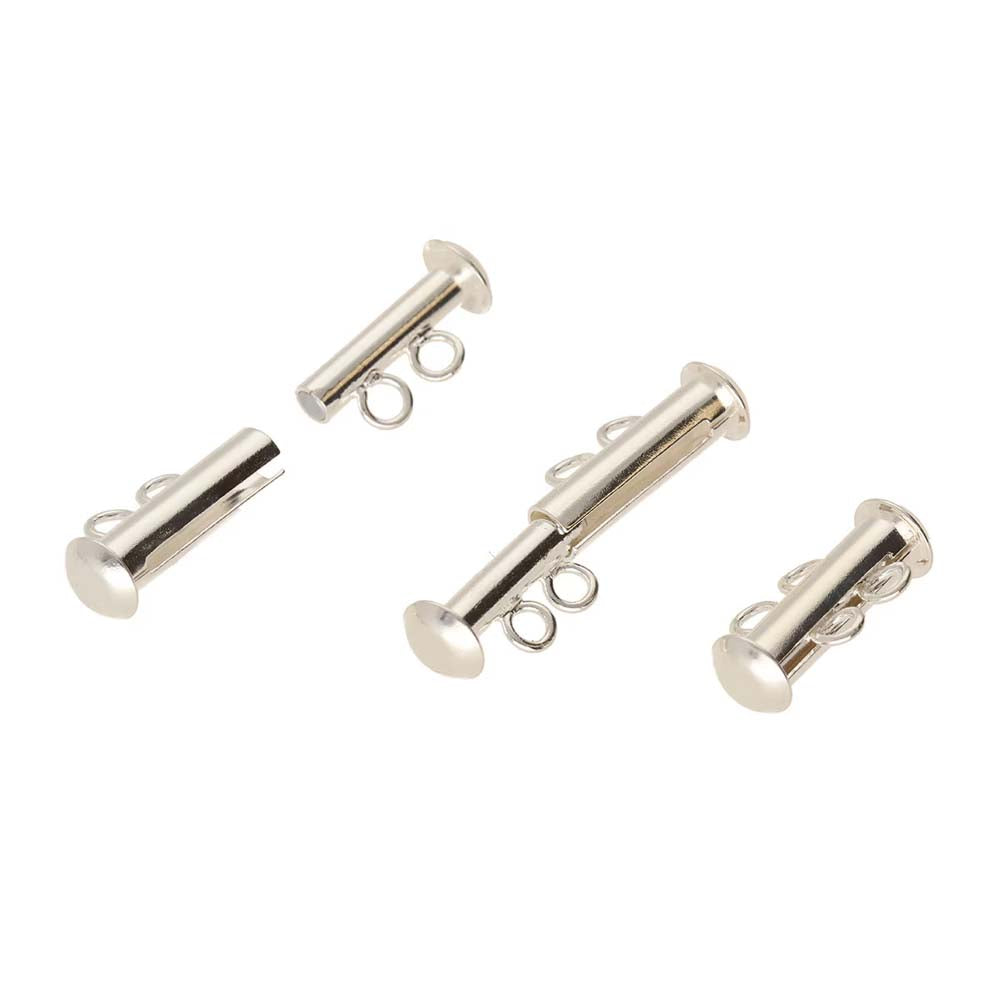2FI357-S: Clasp Slide Magnetic 2-strand Silver Plated 10x16mm - 1SE