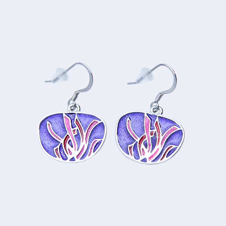 2ME4920: Earring Branches Enamel Purple/Pink 16x21mm - 1 Pair