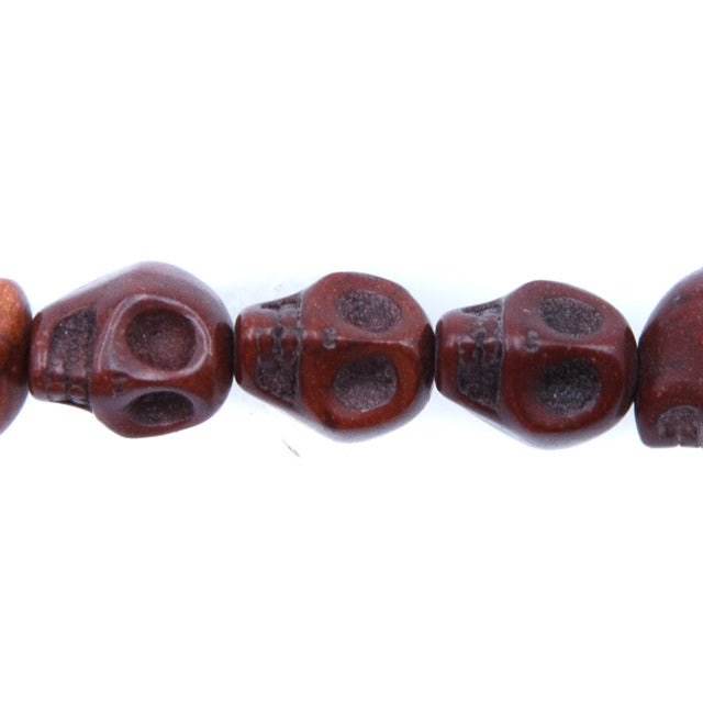 2ST50-CO: 10x8mm Coffee Magnesite Skull Beads 15.5"