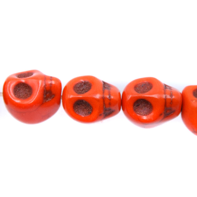 2ST50-O: 10x8mm Orange Magnesite Skull Beads 15.5"