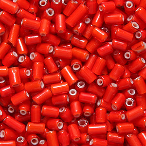 30SV7738-3: Vintage Venetian Tube Burnt Orange#1 White Heart 2x3mm 250 Grams