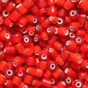 30SV7738-6: Vintage Venetian Tube Burnt Orange#1 White Heart 2.5x3mm 250 Grams