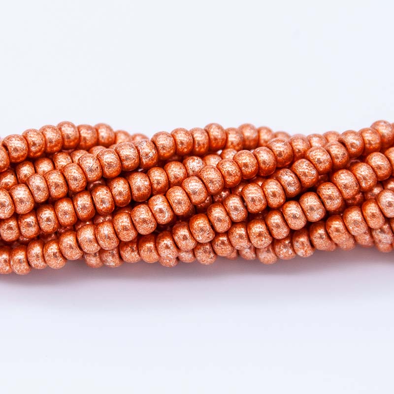6SB856: CZ Seed Bead Metallic Copper 6/0 36 Strands