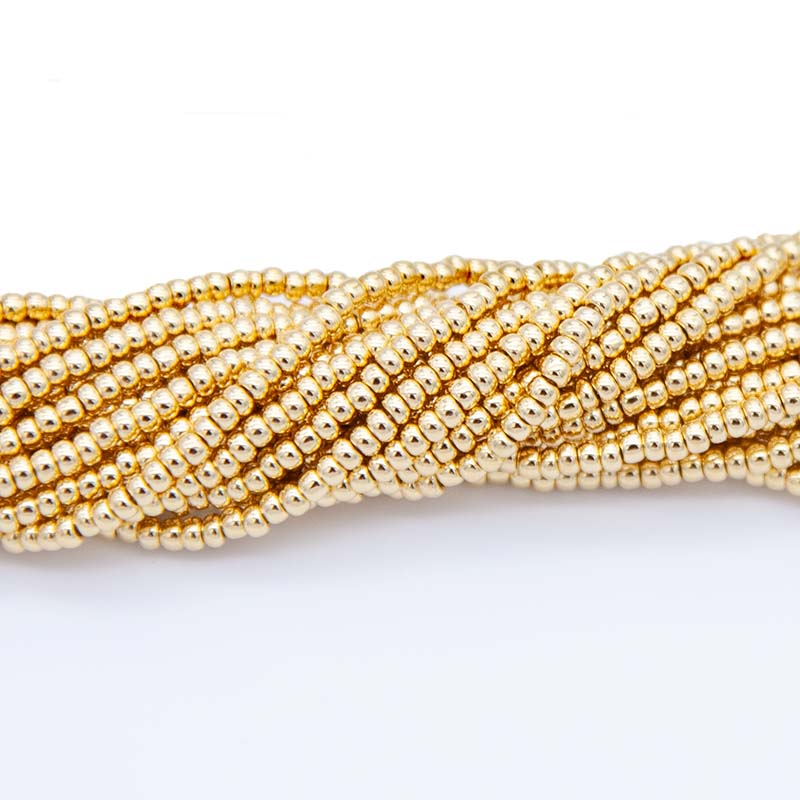 10SB853-RGR: CZ Seed Bead Metallic 24 Karat Gold Plate 10/0 6str HK