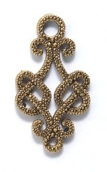 PW6097-AG: Ornate Knot Drop W/Loop 15x28mm Ant Gold-1PC