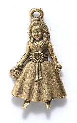 PW6099-AG: Charm Girl W/FLs 16x28mm Ant Gold-1PC