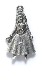 PW6099-S: Charm Girl W/FLs 16x28mm Silver-1PC