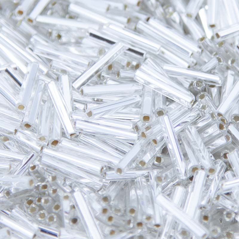 5BB412-L: Czech Bugle Silver Lined Crystal S/H #5 - 80GM