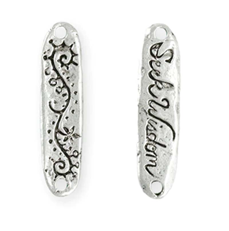 GG032-AS: 31.5x8mm Seek Wisdom Sterling Silver Antique