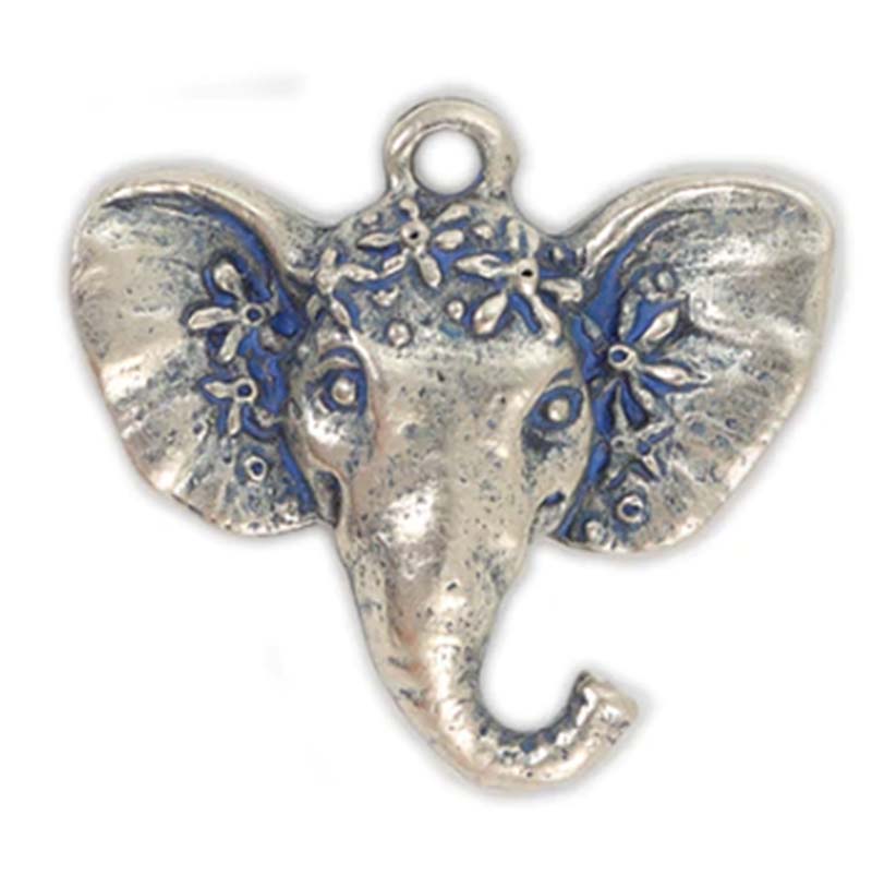 GG046-AP: GREEN GIRL 30x28mm Elephant Pewter Antique
