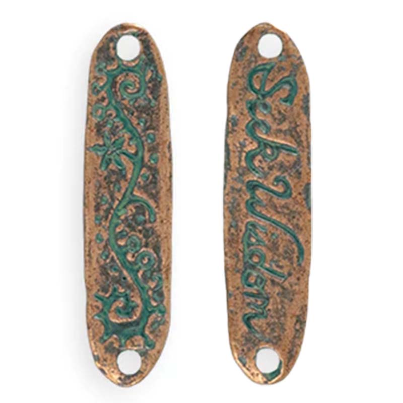 GG032-CV: GREEN GIRL 31.5x8mm Seek Wisdom Copper Verdigris - 1 Piece