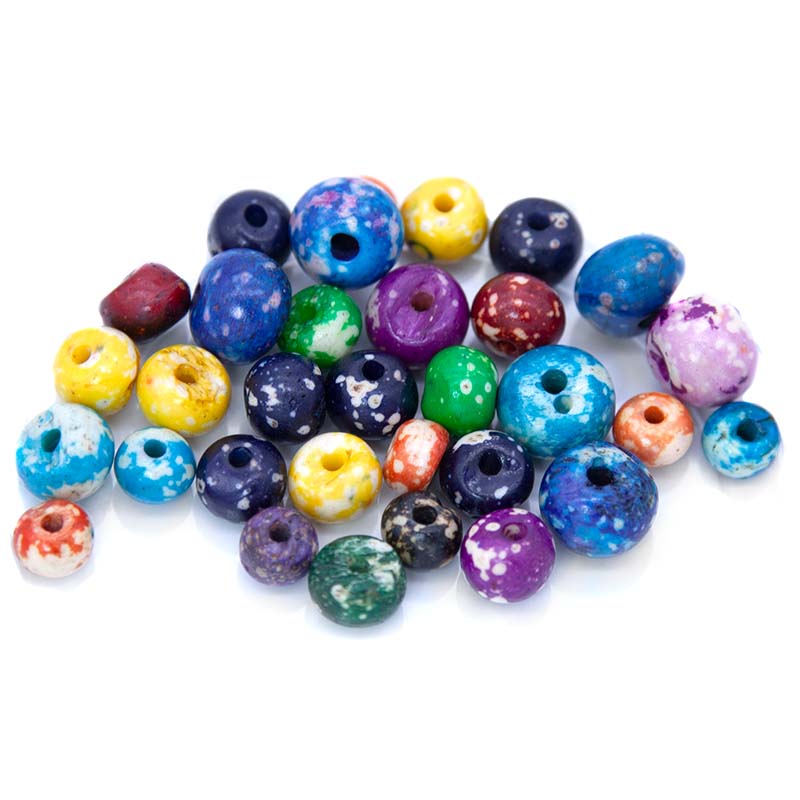 BN125-MR: Bone Round Marbled Mix Assorted Colors 10-15mm 50 Grams
