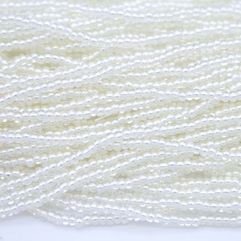 6SB612-LPR: CZ Seed Bead Pastel Pearl Lined White 6/0 6 STR