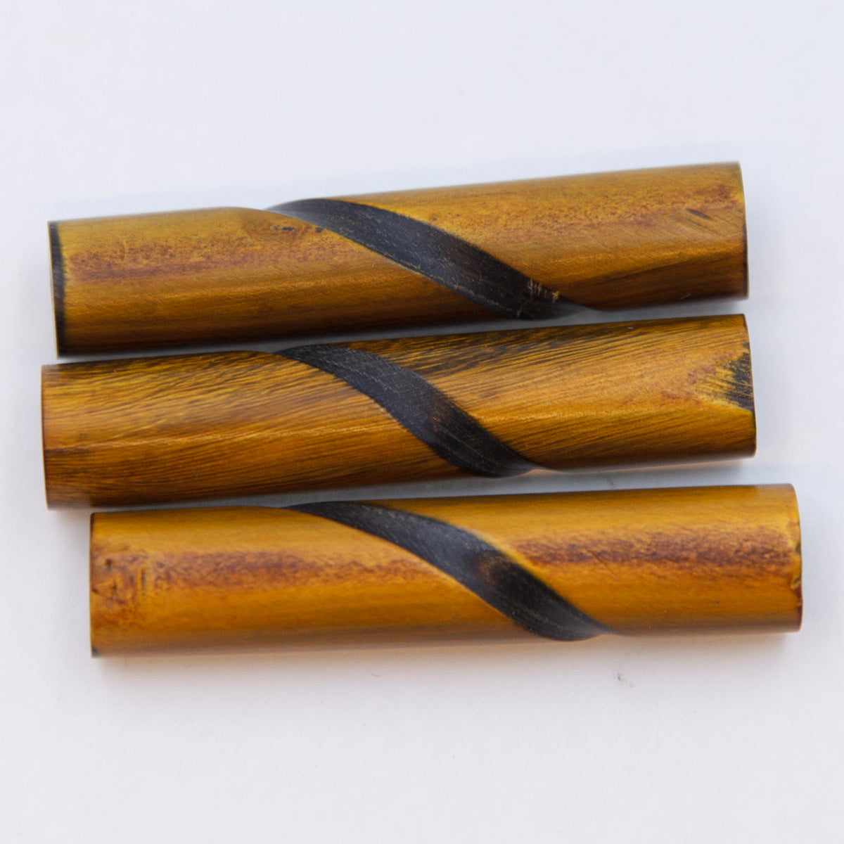 36HR153-TC: Horn Tube Burnt With Carving 1 1/2 Inch 25 Pieces