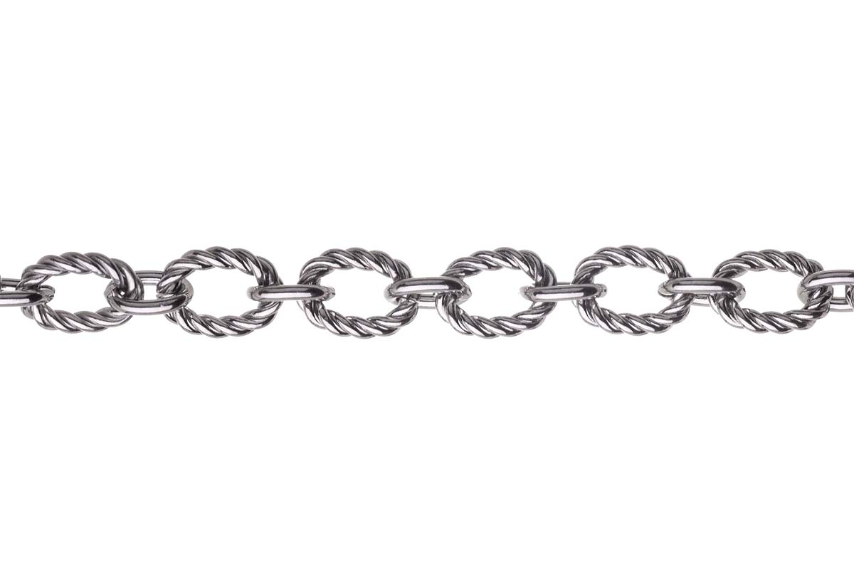 SX74: Stainless Steel Cable Chain Textured Oval 6"