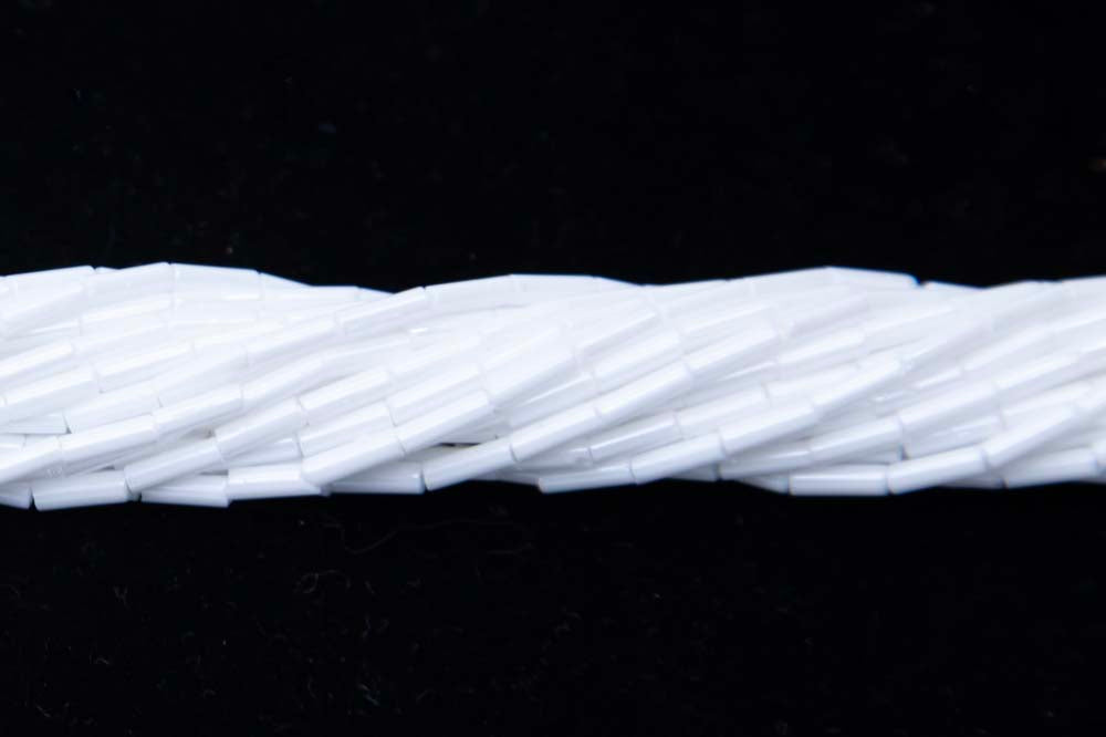 3BB312R: Bugle Bead Opaque Luster White #3 1 Hank