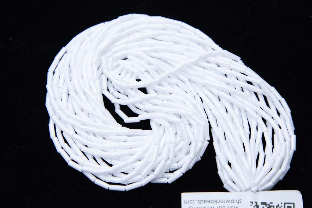 3BB312R: Bugle Bead Opaque Luster White #3 1 Hank