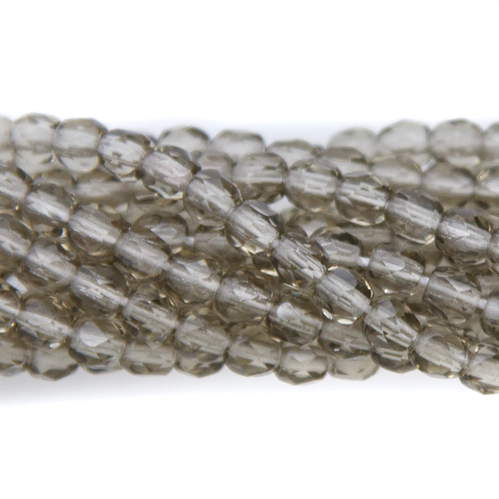 3FC204: CZ FACET RD TRANS LT Grey 3mm-600PC