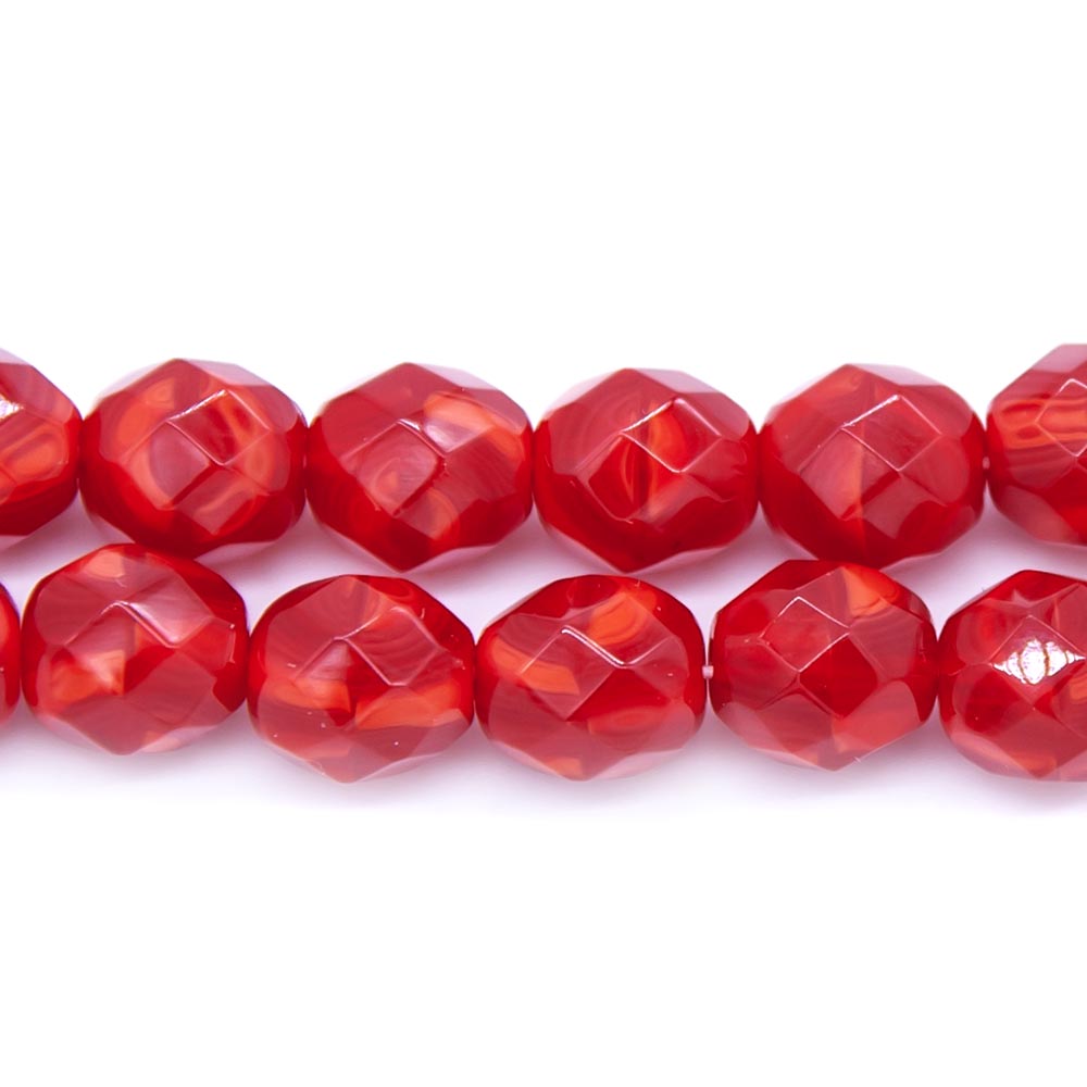 8FC240-8AR: CZ FACET RD Opal DK Red 2TONE 8mm 25PC