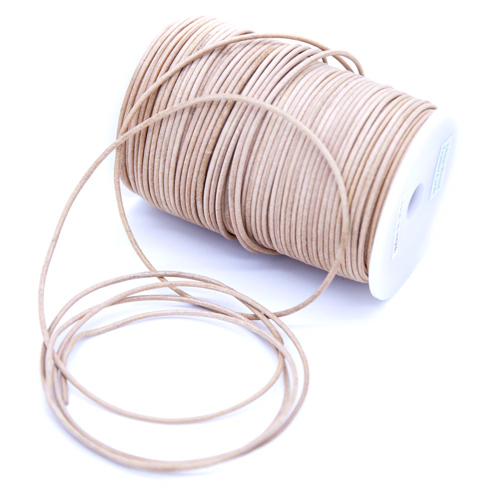 20LC151-1: Leather Cord Natural 2mm 100 Meter Spool