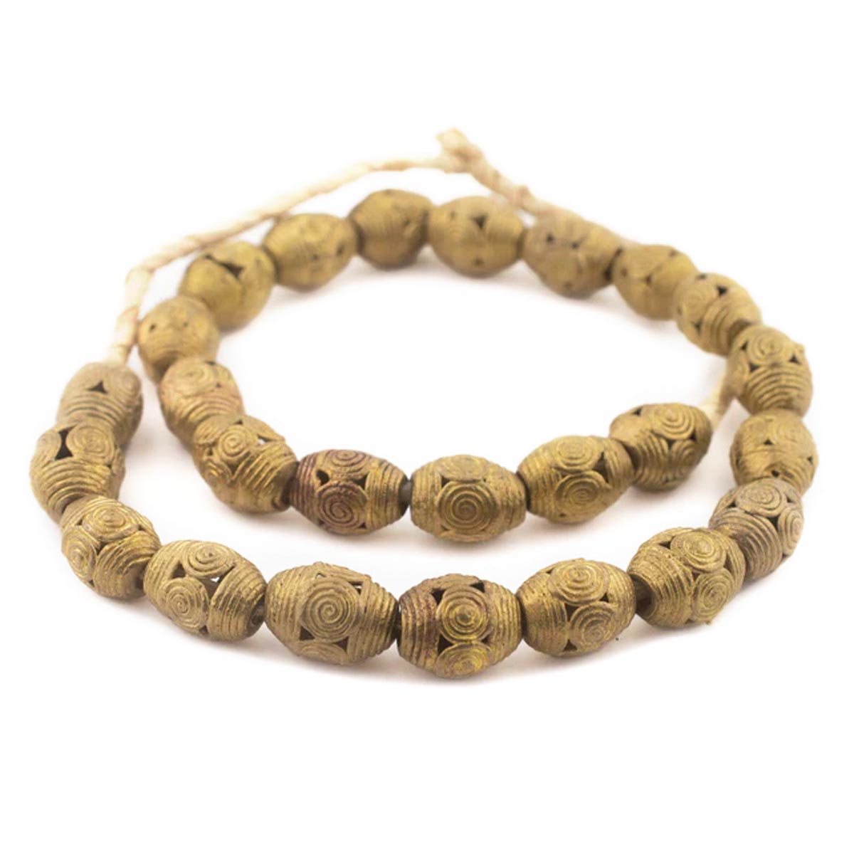 GA0181-BRS: Cameroon-Style Brass Filigree Oval Beads 18x14mm