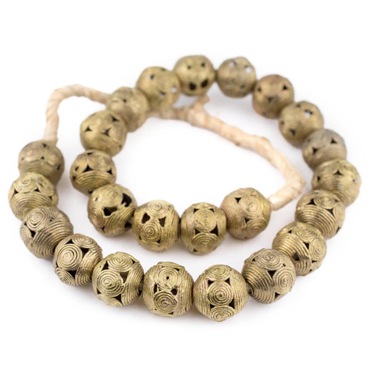 GA0168-BRS: Cameroon-Style Brass Filigree Globe Beads