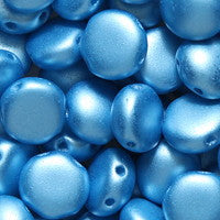 8CA665-P: Czech Candy Two Hole Pacific Blue Pastel Pearl - 50 Pieces