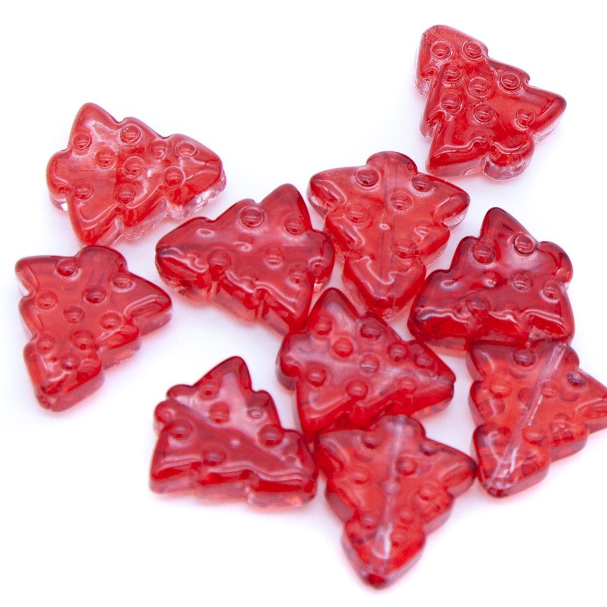 AL301-244: Glass Christmas Tree Bead Siam 15x16mm - 10PPK