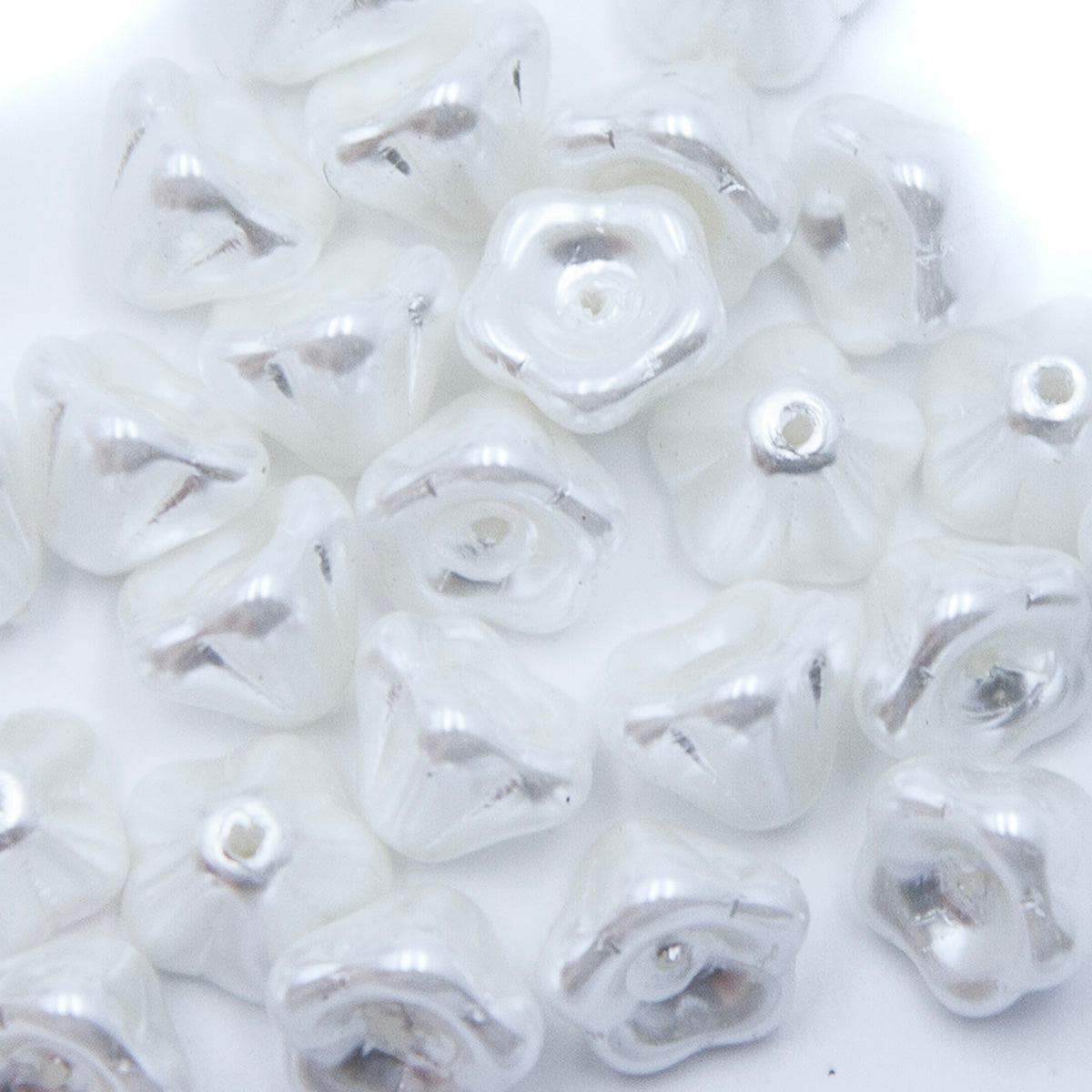46FL612: CZ Flower White Pearl 6x8mm 25 Pieces