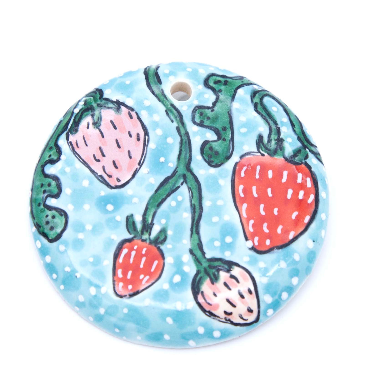 CI4148-PEN: Ceramic Pendant Strawberries 45mm