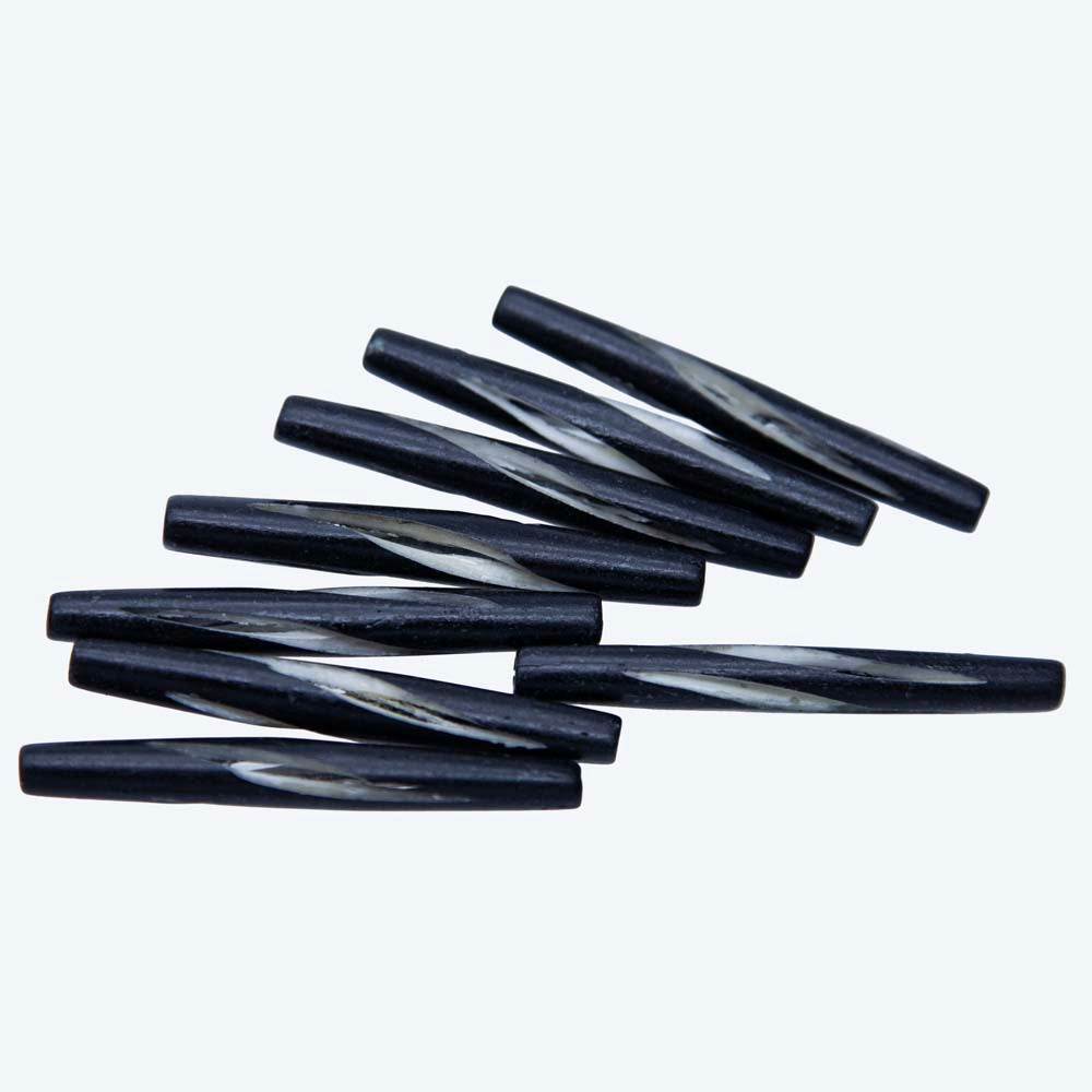 48IP109-S: Black Bone Pipe 2IN Carved Swirl 8PC