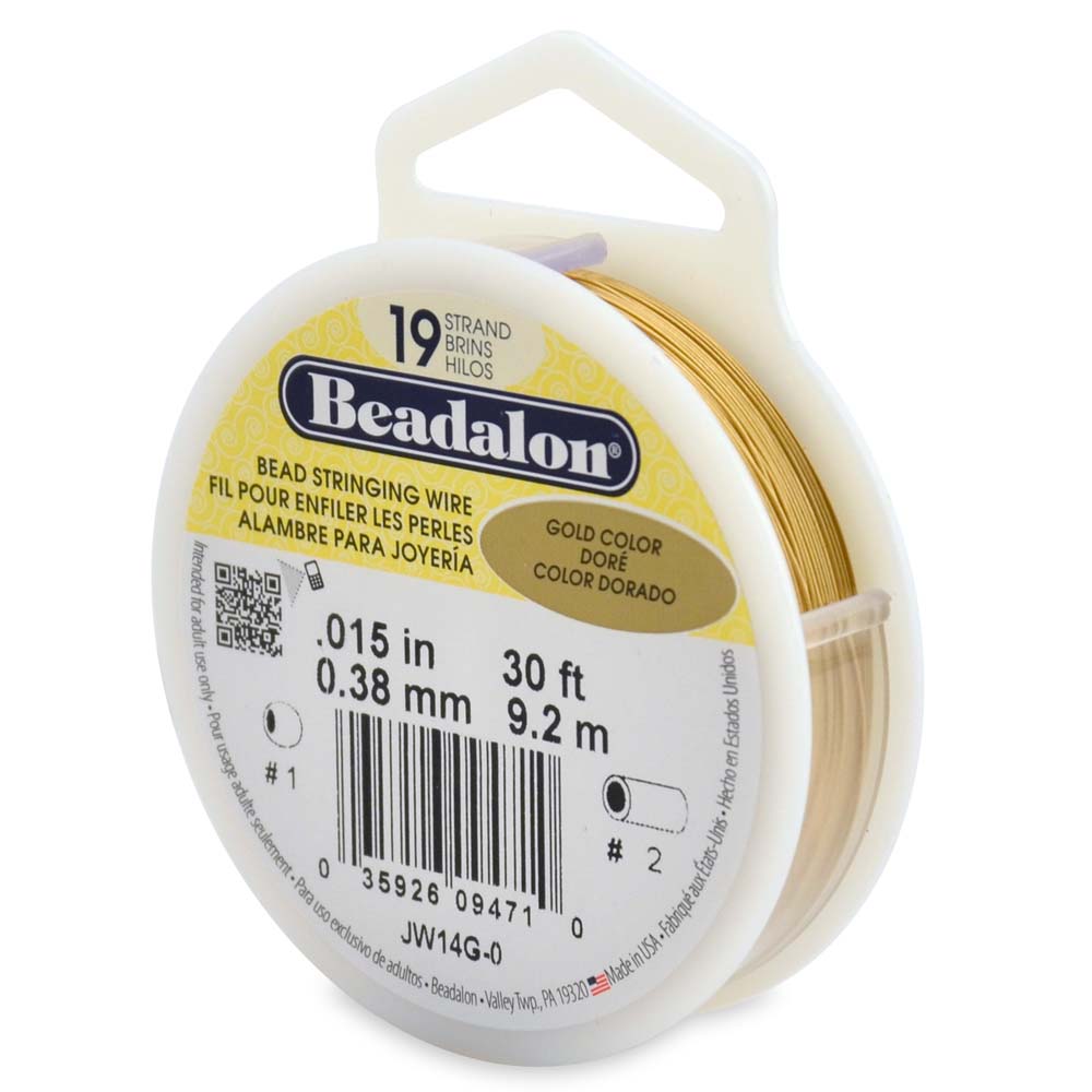 15FI296-G30: Beadalon .015 19-strand Gold Color 30 Foot Spool