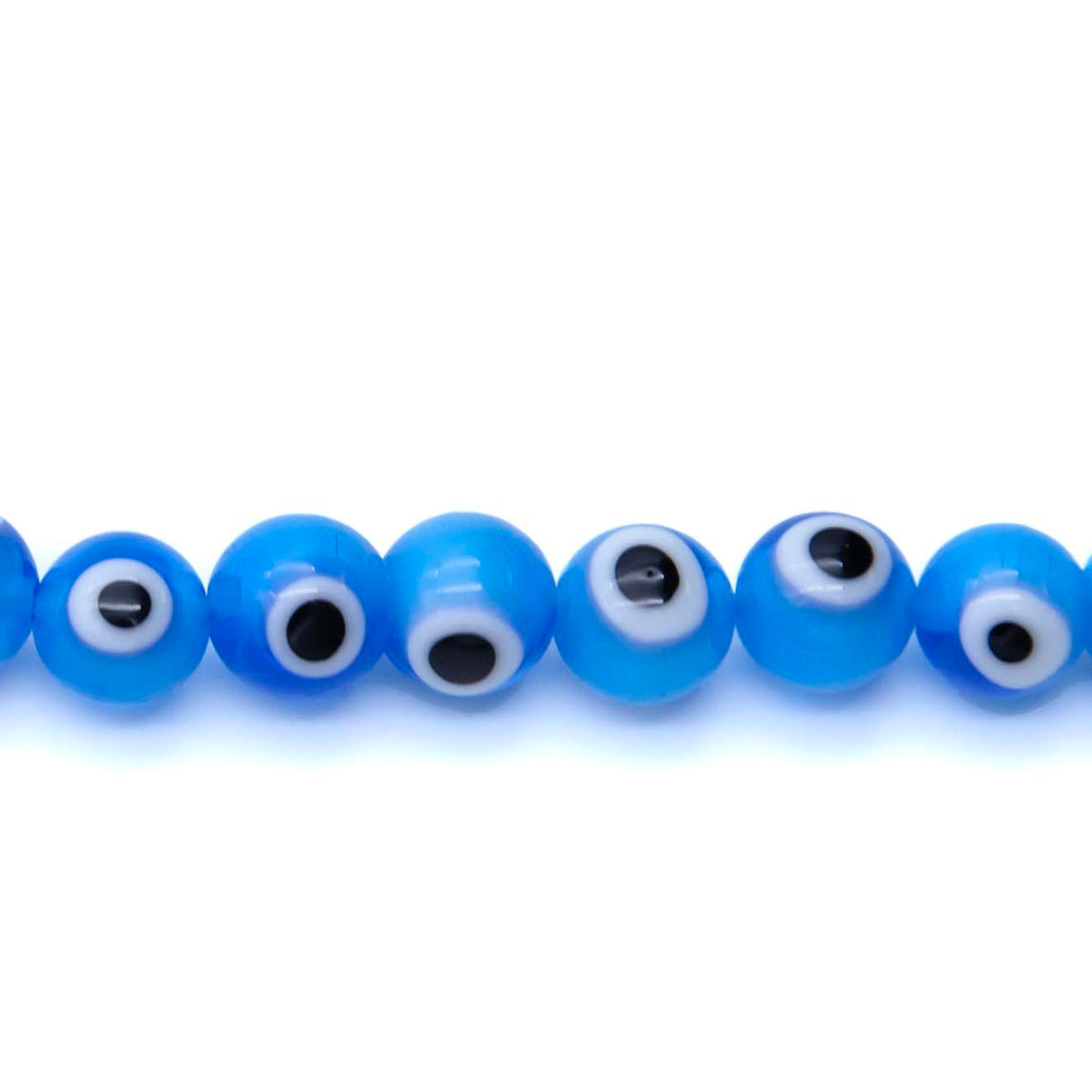 EY264: Glass Evil Eye Aqua 8mm 14 inch St