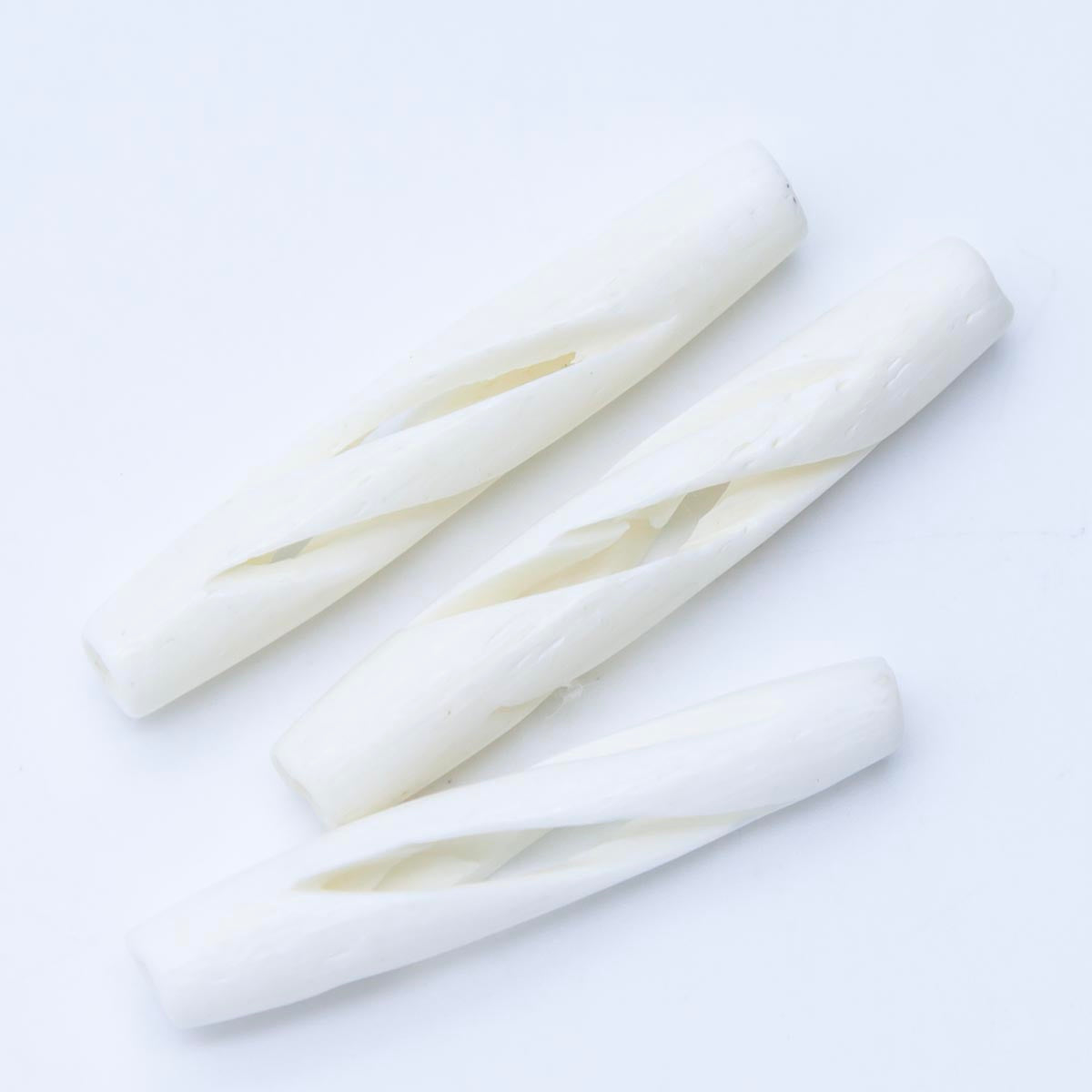 BN270-WE: Bone Carved Tube White 8x38mm Economy 25 Pieces