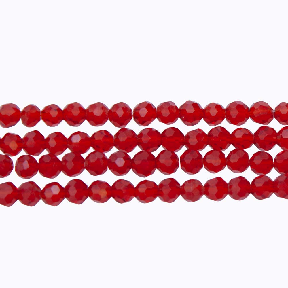 4CG243: 4mm Red Glass Faceted Round