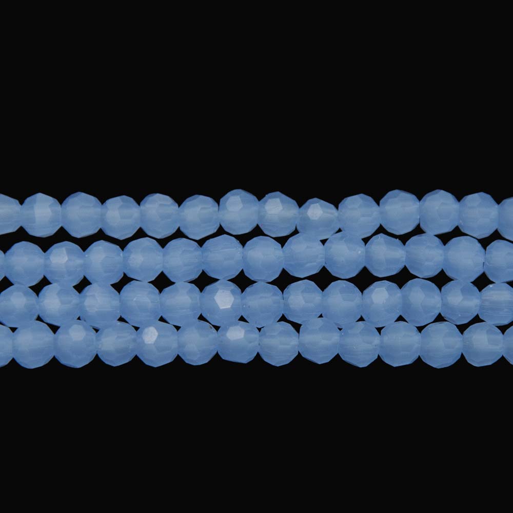 4CG270: 4mm Blue Opal Quartz Round Faceted Beads 15.5"