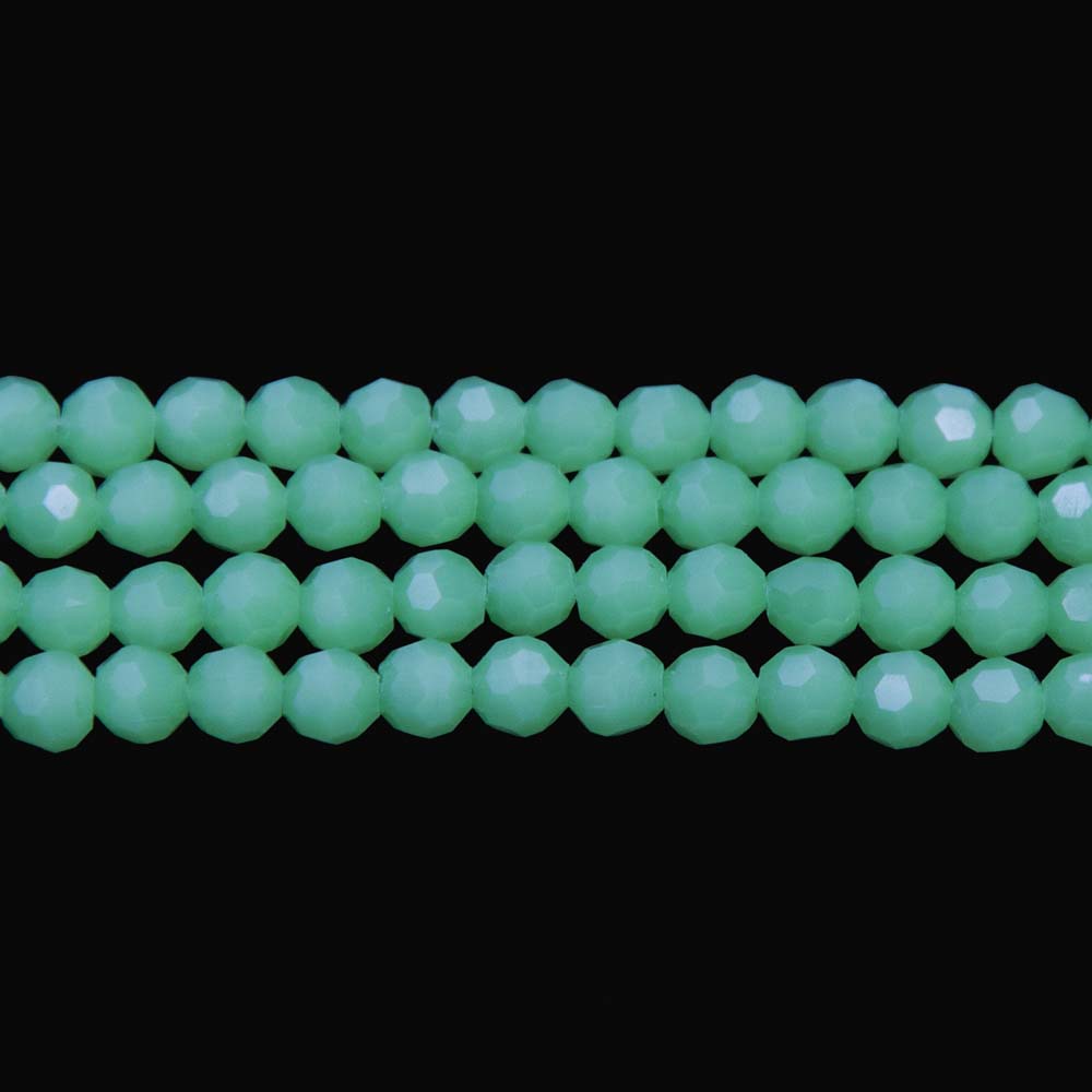 4CG280: 4mm Green Opal Quartz Faceted Round Beads 15.5"
