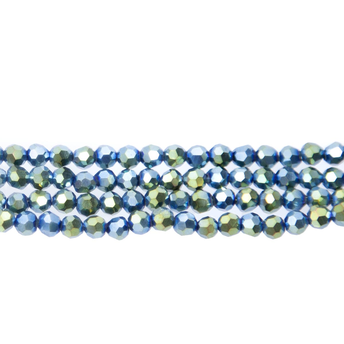 4CG883: 4mm Metallic Green Glass Faceted Round