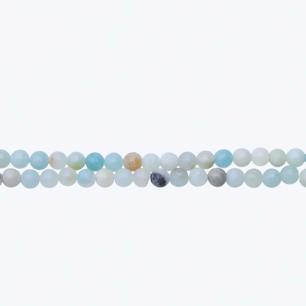 4ST436-G: Gold and Black Amazonite Round 4mm 15"