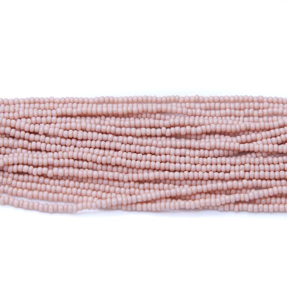 13SB192-AC: CZ Seed Bead Charlotte Terra Coated Dusty Rose 13/0 18 Hanks