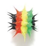 10MS526: Rubber Round Rasta Rainbow 10mm - 5PPK