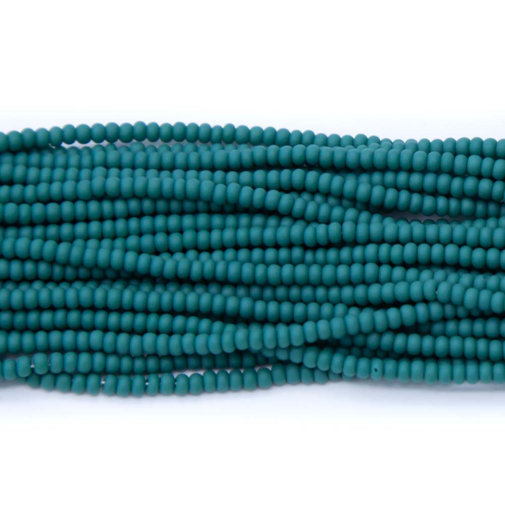 10SB186-M: CZ Seed Bead Opaque DK Green Matte 10/0 5HK